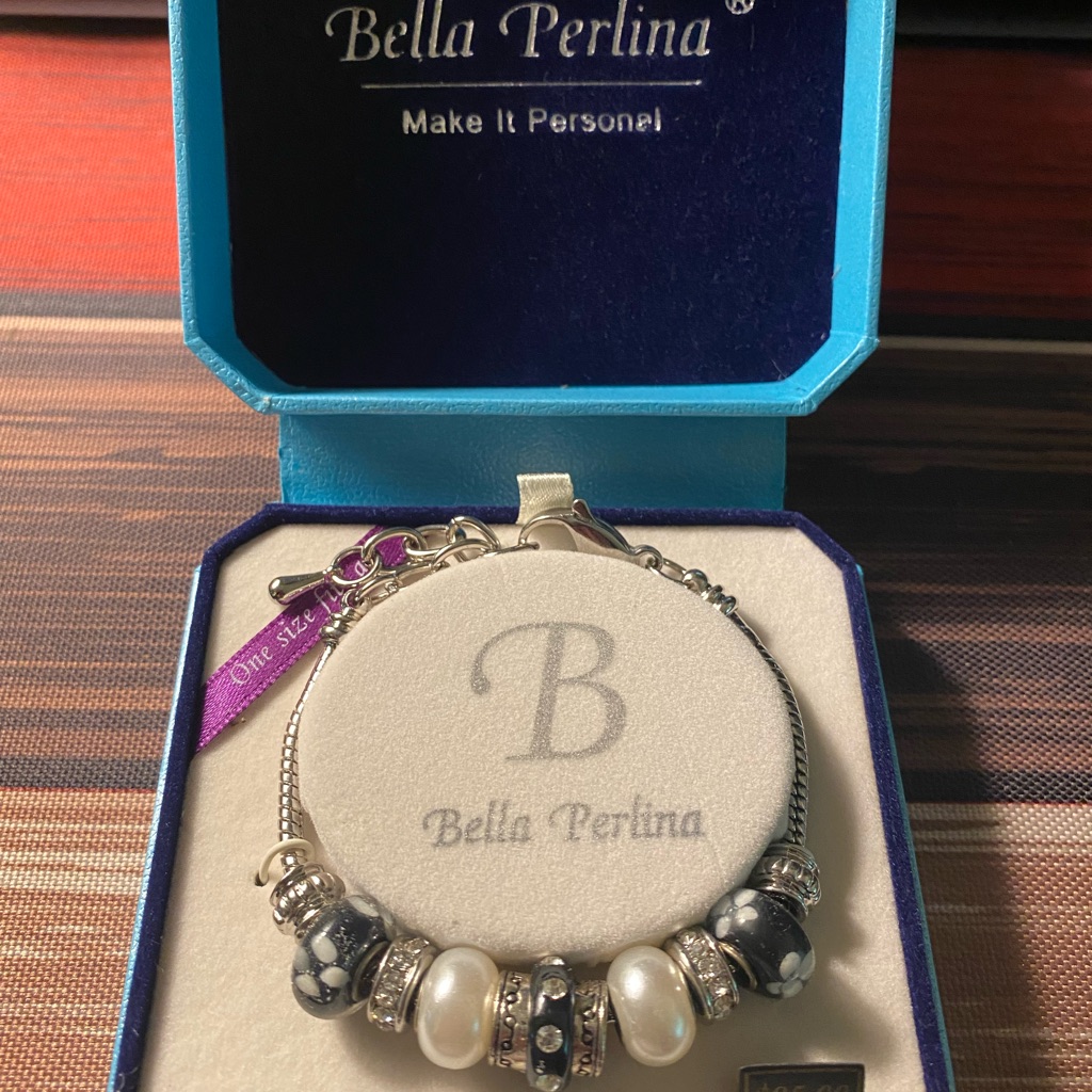 Bella Perlina Black And Silver Charm Bracelet With European Design